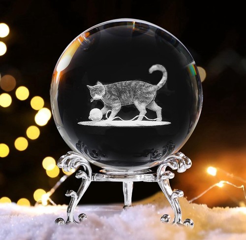 Cat crystal ball glass - cat,