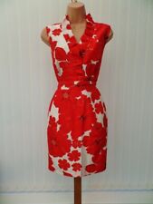 JESSICA HOWARD RED WHITE FLORAL FRILL 40'S 50'S PENCIL MIDI DRESS 16 TWICE £130