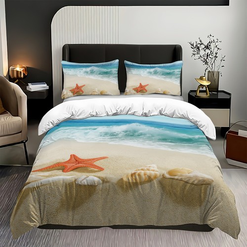 Beach shell waves duvet quilt - shell,