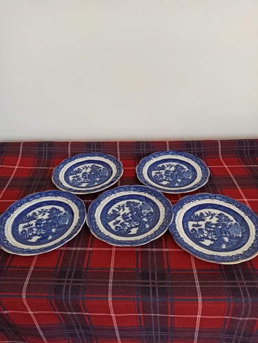 Antique blue and white willow - white,