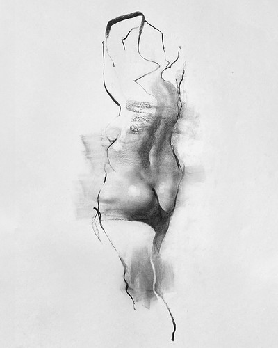Original charcoal drawing nude - original,