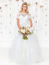 *SALE Charlotte Balbier Lace Tulle Wedding Dress Ivory Size 10 NWOT