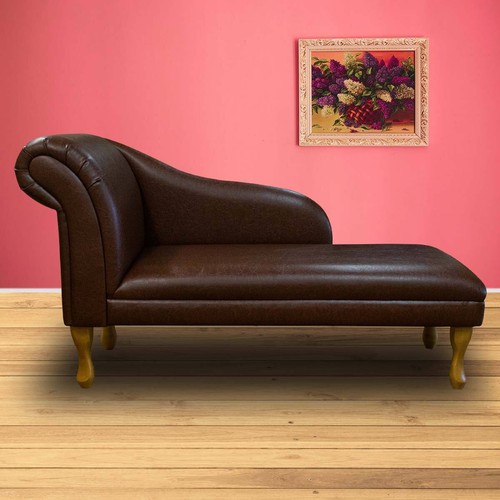Brown faux leather chaise - brown,