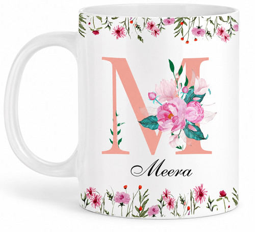 Personalised coffee mug floral - mug,