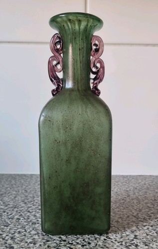 Green glass vase textured - vase,