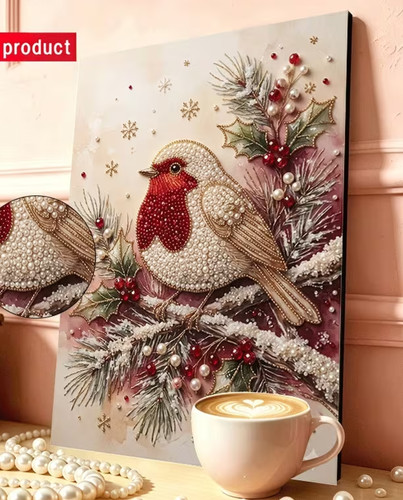 Robin christmas diy pearl - christmas,