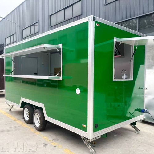 Green double axle food trailer - axle,