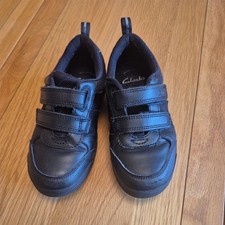 Clarks Kids Black Leather Hook