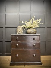 Antique Pine Chest Of Drawers / Victorian Dark Stained Chest Storage