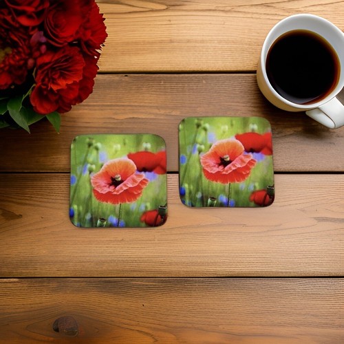 Red poppy coasters coaster - /,