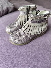 Primigi Girls Leather Suede Fringe Snake Skin Print Ankle Shoes Kids Size UK 8