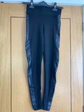 Black Leggings UK 6 High Waist Part & Part Faux Leather Material