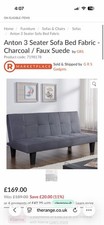 3 Seater Sofa Bed Charcoal Faux Suede | Click Clack Recliner Compact Couch