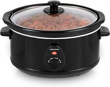 Slow Cooker Black Tempered Glass Lid Removable Ceramic Bowl Andrew James