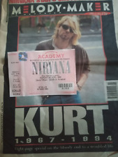 NIRVANA UNUSED BRIXTON TICKET '94 WITH KURT COBAIN MELODY MAKER Memorabilia