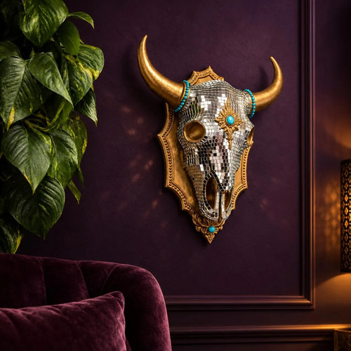 Mirror ball bull skull - bull,