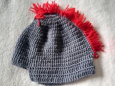 Mens Ladies Knitted Woolly Winter Beanie Hat Mohawk Roman Centurion Fancy Dress