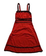 Dolly Dare Womens Red Floral Embroidered Strappy A-Line Dress. Size UK 8, EU 36.