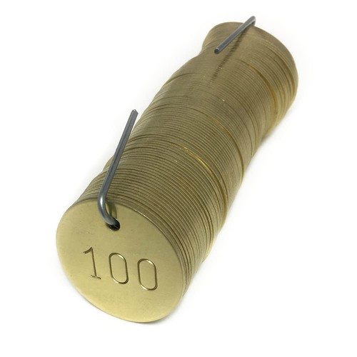 Brass tags numbered 001 - tags,,