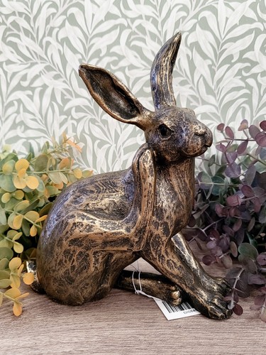 Bronzed hare rabbit figure - rabbit,