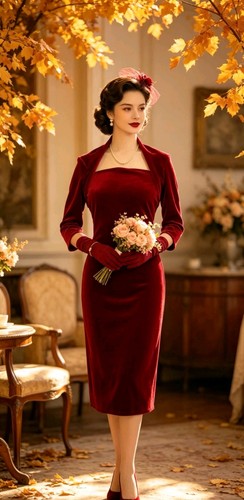 Vintage 1940s 1950s style - 1940s, red