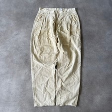 Zara Corduroy Trousers Womens 32" Vintage Needle Cord Bottoms, Beige