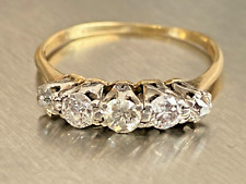 Vintage 18ct Gold Diamond Ring 0.6ct 18 Carat Platinum 5 Natural Diamonds 750