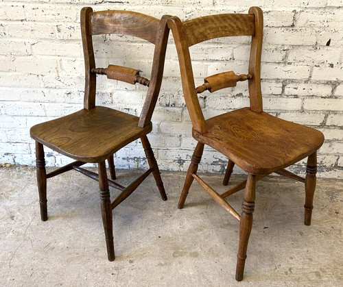 Pair antique victorian elm - of,