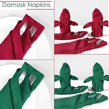 Red Green Damask Napkin Christmas Dinner Table Linen Serviettes Jacquard Cloth