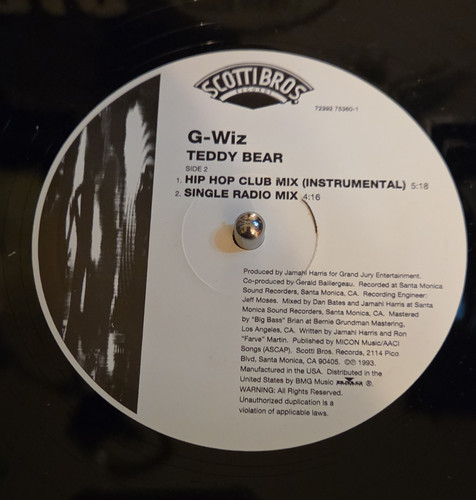 Wiz teddy bear - vinyl, record