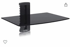 Single Floating Shelf Wall Bracket Strengthened Tempered Glass for Console/DVD