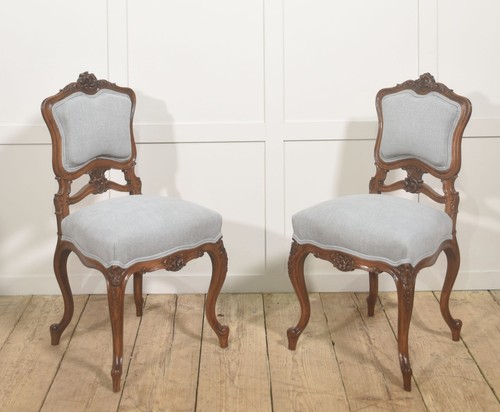 Pair carved walnut louis xv - of,