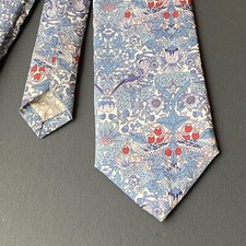 Blue Strawberry Thief Birds Liberty Fabric Men's Tie / Pocket Square Wedding
