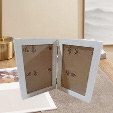 Double Picture Frame Photo Display Holder 4x6 Folding Wood Hinged Photo Frame