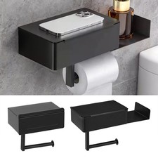 Bathroom Toilet Paper Roll Holder Wall-Mounted With Mobile Phone Storage Shelf