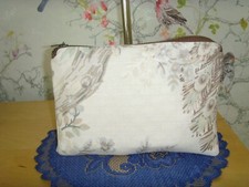 HANDMADE PURSE in LAURA ASHLEY BELVEDERE  LINEN PRINT IN TRUFFLE 18cm X 13cm 