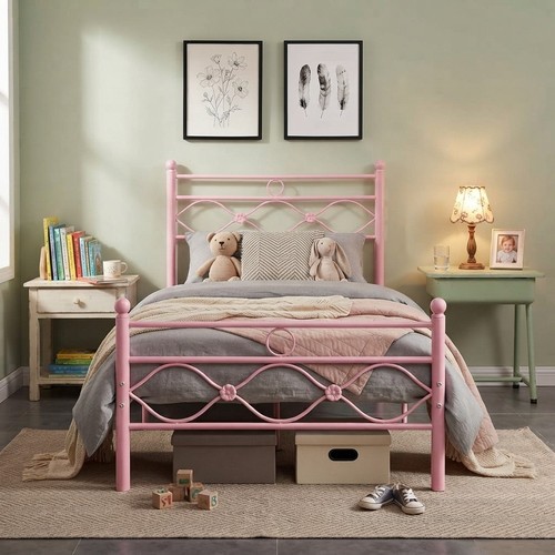 Fashionable pink metal bed - fashionable,