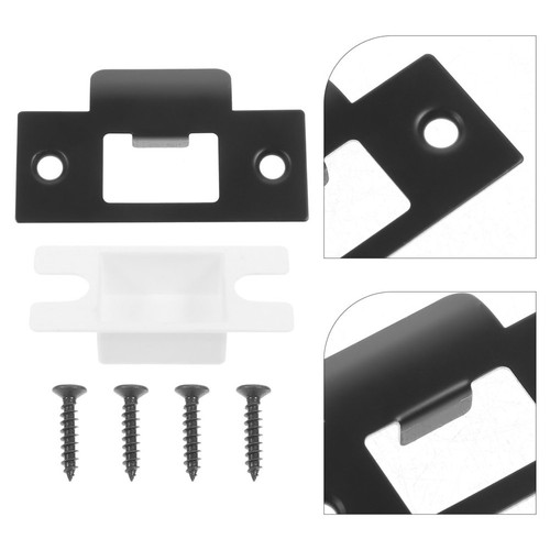 Black metal door strike - black, plate