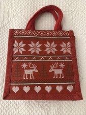 Tesco Red Christmas Theme Shopper Bag Lunch Bag Reusable Canvas