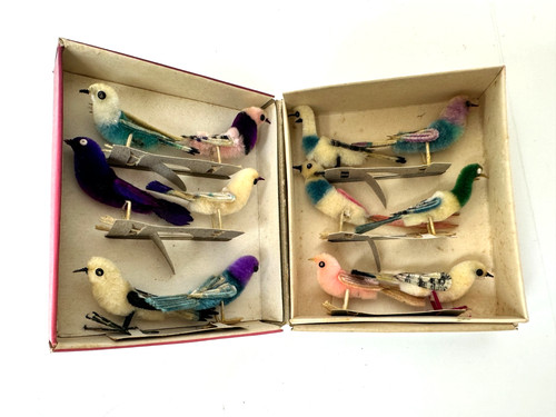 Vintage chenille birds mcm - chenille,