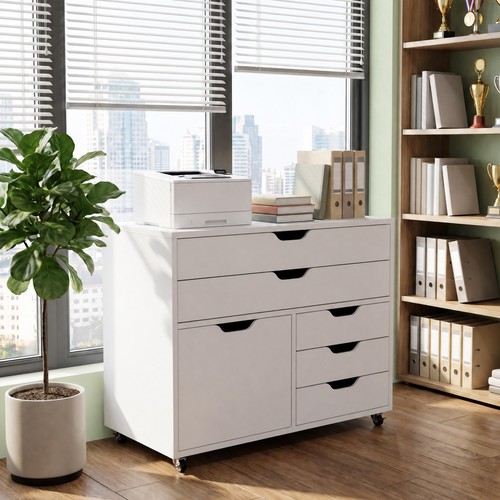 White mobile filing - white, cabinet