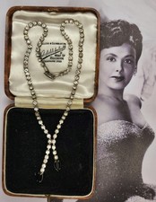 VINTAGE NECKLACE DECO DIAMANTE PASTE RHINESTONE COCKTAIL COSTUME JEWELLERY 