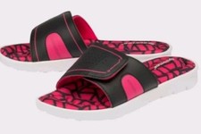Black Pink DUNLOP UK 6 Memory Foam Cushioned Sliders Flip Flops Summer Sandals