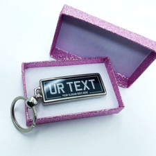 Custom Personalised Classic Car Number Plate Keyring Metal Chrome Car Keychain