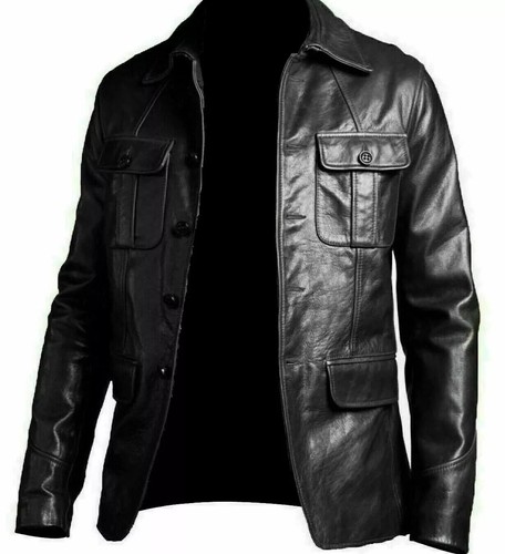 Men leather jacket - leather,