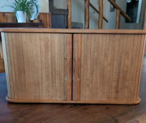 Vint teak wood cabinet tambour - teak,