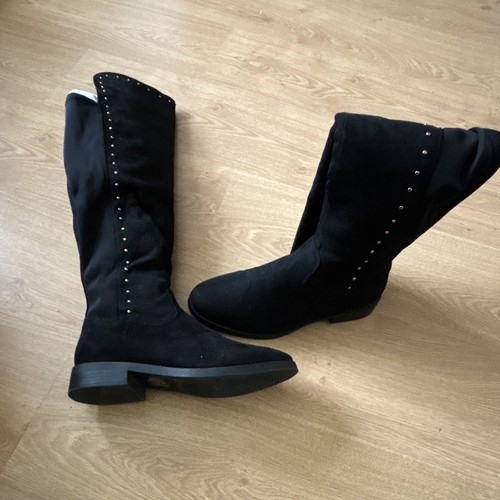 Black suede knee high - black,