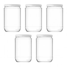 5 x Glass Jam Jars Lids Preserving Pickling Storage Honey Chutney (660ml/1000ml)