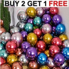 5" 10" 100 CHROME BALLOONS METALLIC LATEX PEARL Helium Baloons Birthday Party UK