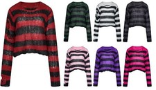 Ro Rox Ryette Jumper Distressed Oversized Gothic Knit Grunge Sweater Crop Top